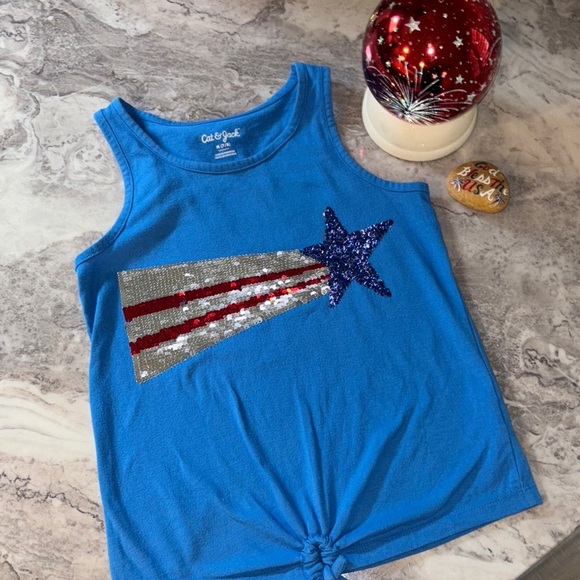 Cat & Jack Blue Patriotic Tank Top with Star Design - Picture 4 of 6